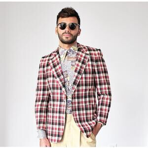 1970s Jack Taylor Beverly Hills Bespoke Wool Plaid Blazer 